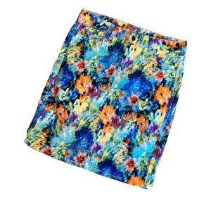 Vintage midi denim skirt. Sz 10. Monet impressionist print. #artsy #art to wear